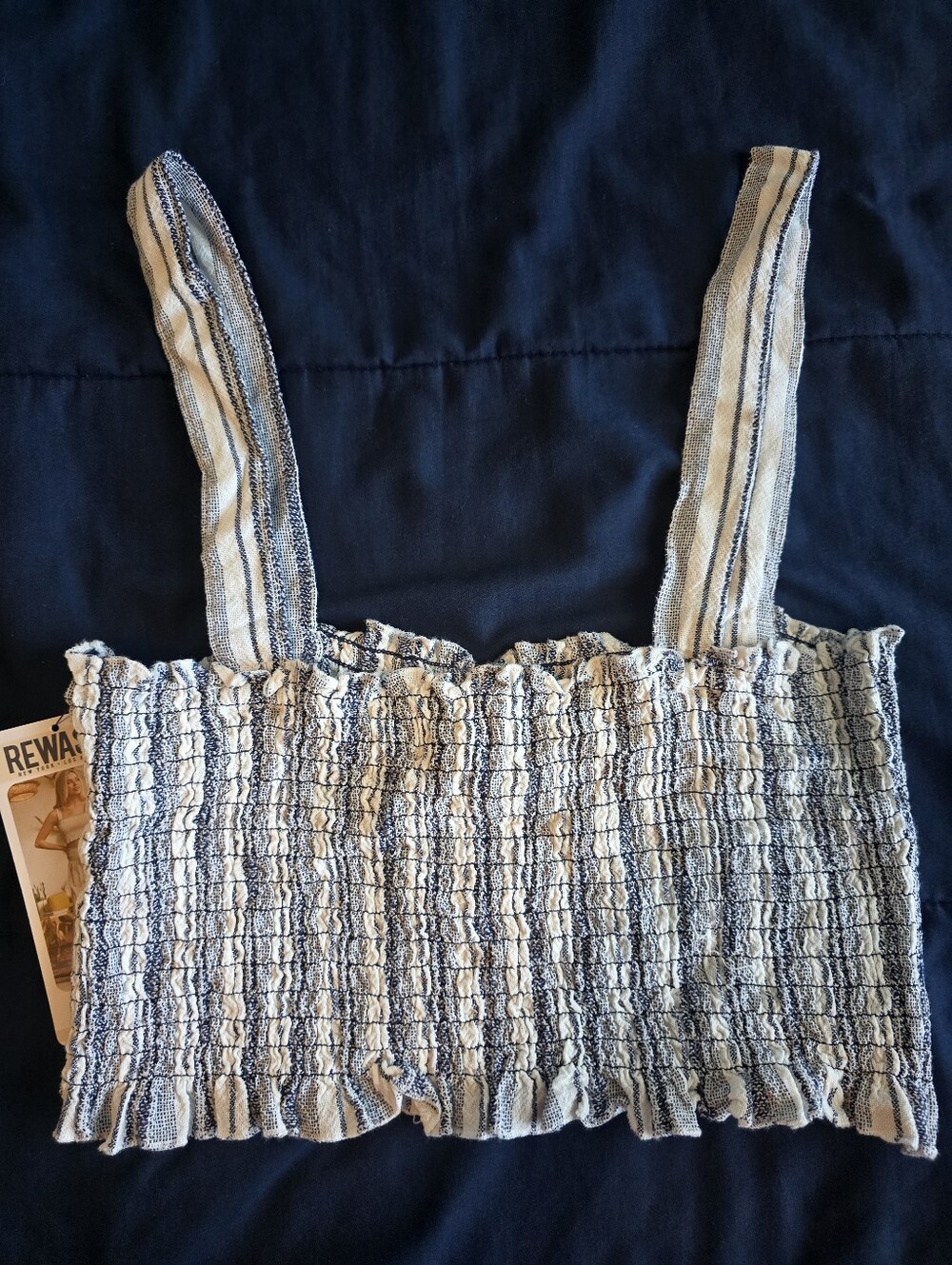 Rewash Navy and White Striped Smocked Tank
